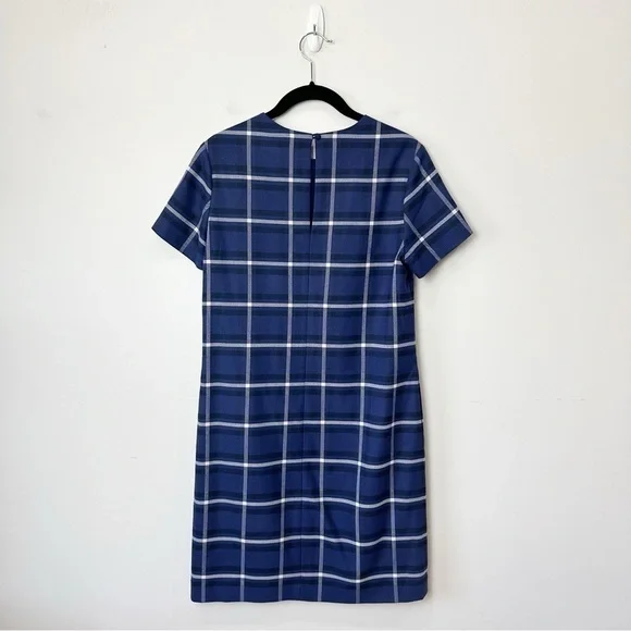 Banana Republic Plaid Shift Dress Blue White Short Sleeve Office Career Work - Picture 4 of 7